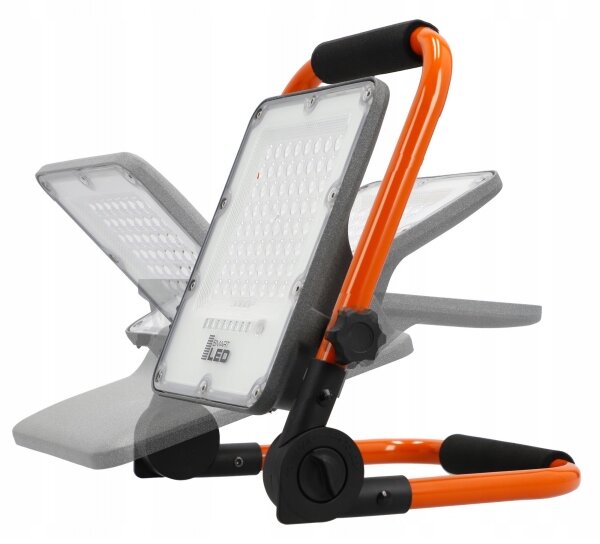 Nabíjateľný LED reflektor so stojanom, 50 W, 3,2 V, 4500 K, 5000 mAh, IP65, oranžový