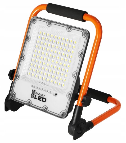 Nabíjateľný LED reflektor so stojanom, 50 W, 3,2 V, 4500 K, 5000 mAh, IP65, oranžový