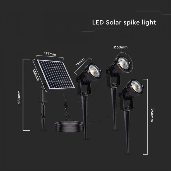 SADA 3x LED Vonkajšia solárna lampa 3xLED/1,2W/3,7V IP65 3000K 4000 mAh