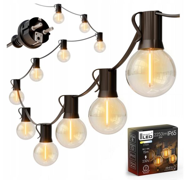 LED Vonkajší dekoratívny reťazec 25xE12/1W/230V 17,5 m IP65 čierna