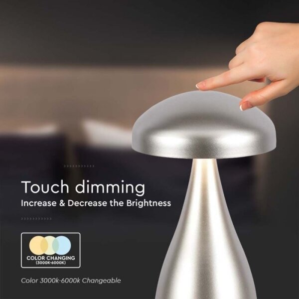 LED Stmievateľná dobíjacia stolná lampa LED/1W/5V 3000-6000K 1800 mAh strieborná