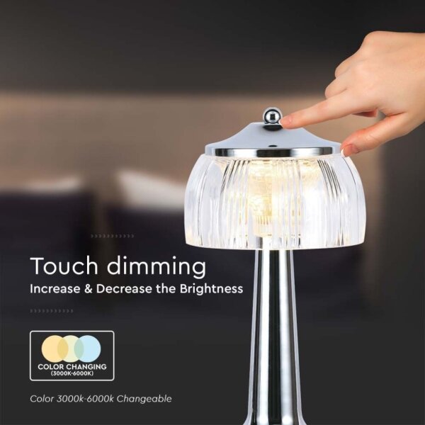 LED Stmievateľná stolná lampa LED/1W/5V 3000-6000K 1800 mAh chróm