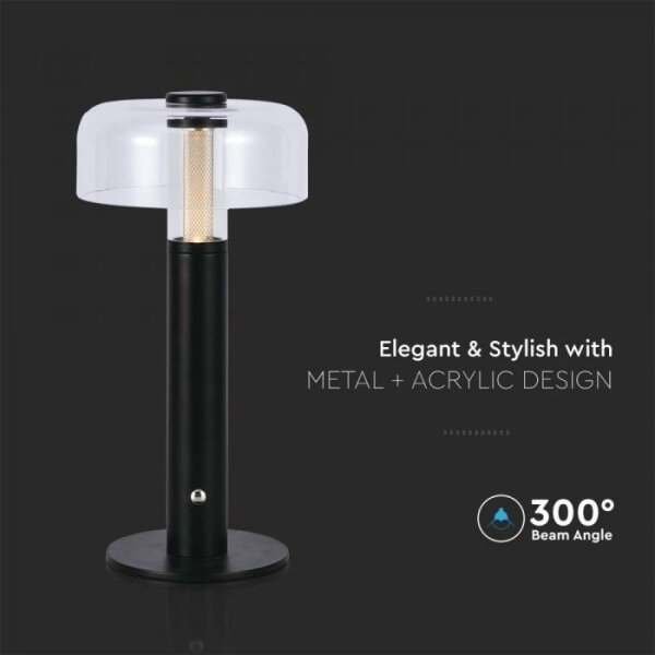LED stmievateľná dobíjacia stolná lampa LED/1W/5V 3000K 1800 mAh čierna