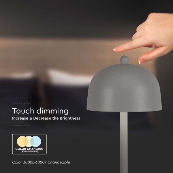 LED stmievateľná dobíjacia stolná lampa LED/1W/5V 3000-6000K 1800 mAh sivá