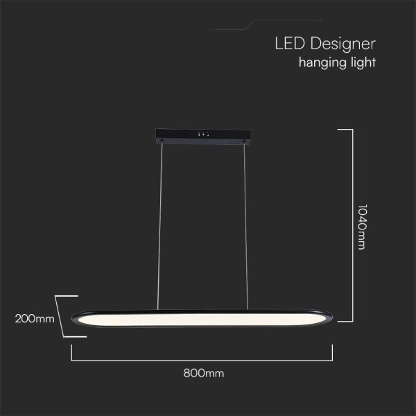 LED Luster na lanku LED/24W/230V 4000K čierna