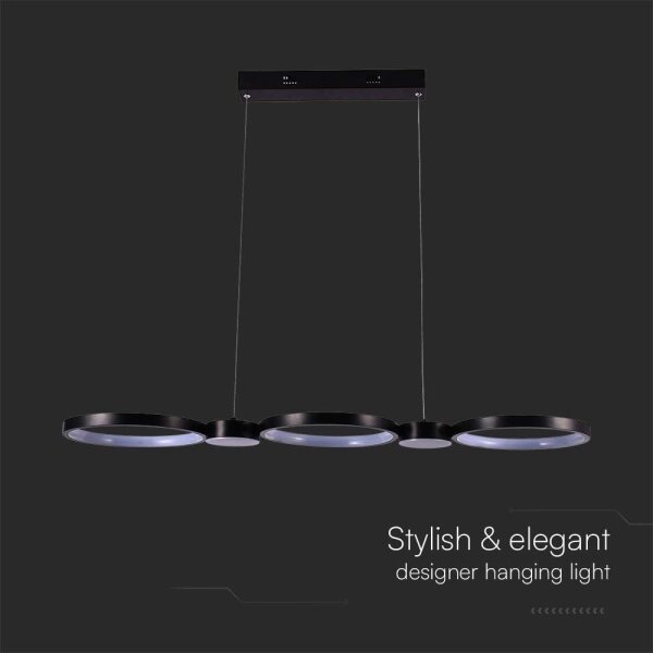 LED Luster na lanku LED/38W/230V 4000K čierna