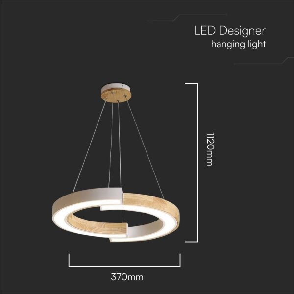 LED Luster na lanku LED/32W/230V 4000K biela/drevo