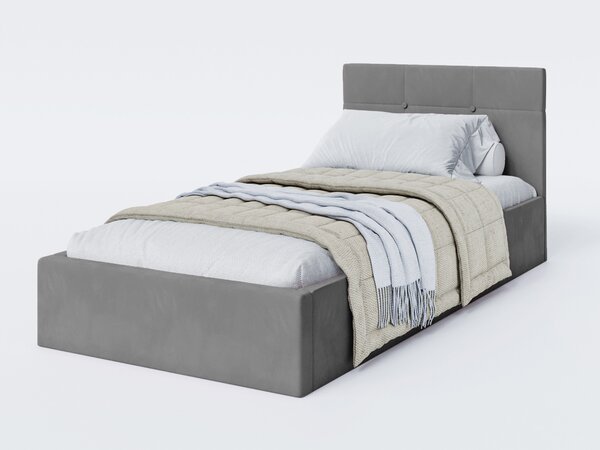 Čalúnená jednolôžková posteľ s úložným priestorom Ingrit 90x200 - sivá