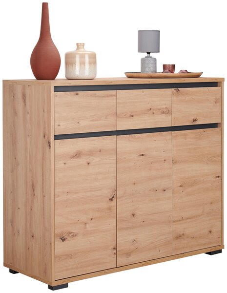 KOMODA, antracitová, farba duba, 120/103/48 cm Carryhome - Komody