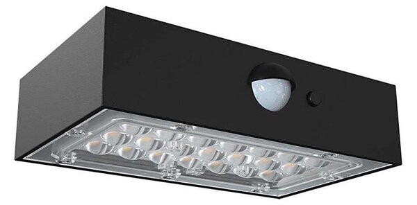 LED Solárne nástenné svietidlo so senzorom LED/3W/3,7V 3000K/4000K IP65 čierna