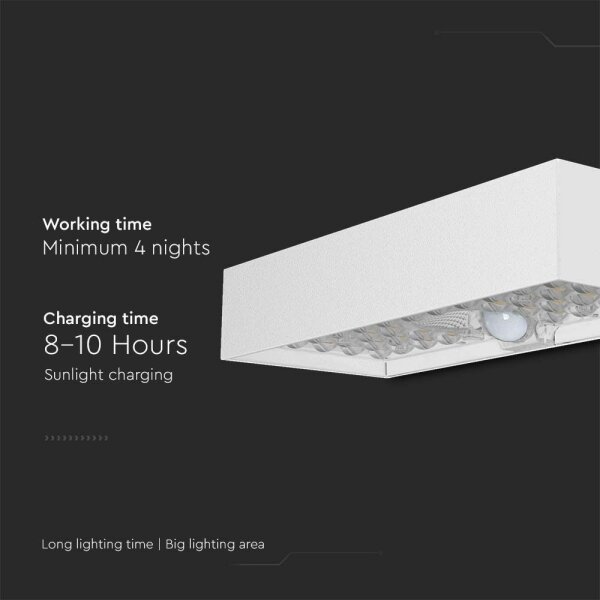 LED Solárne nástenné svietidlo so senzorom LED/6W/3,7V IP65 4000K 3000 mAh biela