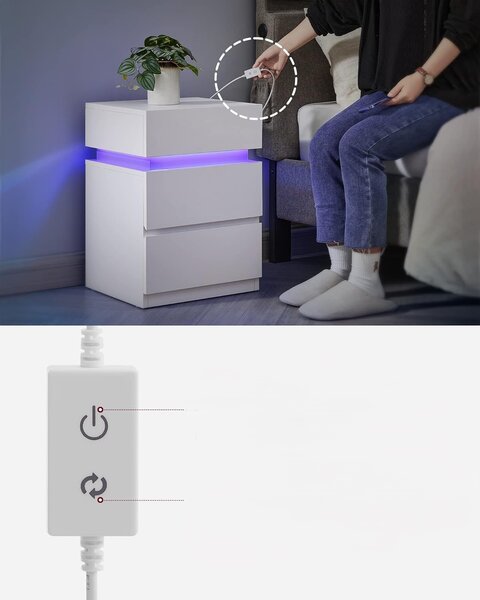 SONGMICS Sada 2 ks nočných stolíkov Vasagle Defro biela