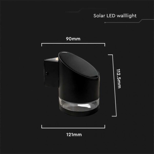 LED Vonkajšie solárne nástenné svietidlo LED/1W/3,7V 3000K IP54 1200 mAh čierna