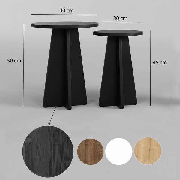 Kalune Design Sada 2 ks odkladacích stolíkov Mushroom 2 čierna