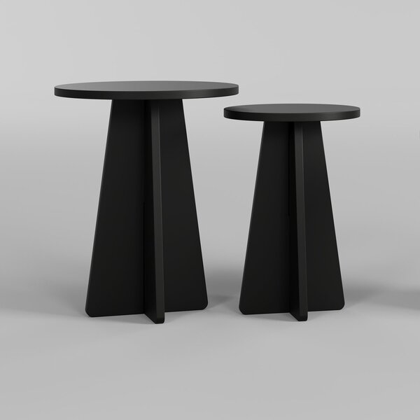 Kalune Design Sada 2 ks odkladacích stolíkov Mushroom 2 čierna