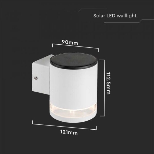 LED vonkajšie solárne nástenné svietidlo LED/1W/3,7V 3000K IP54 1200 mAh biela
