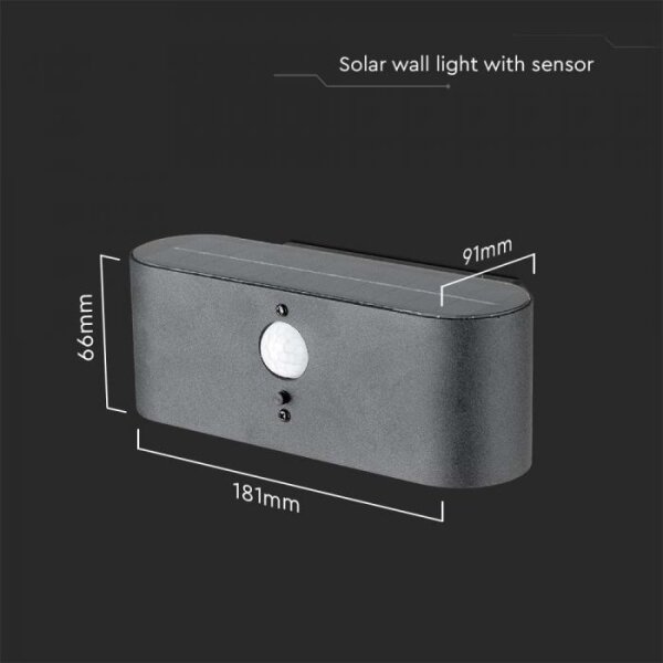 LED vonkajšie solárne nástenné svietidlo so senzorom LED/2,5W/3,7V 3000K IP54