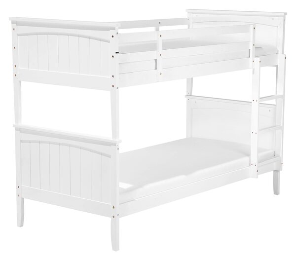 Biela drevená poschodová posteľ pre deti s rebríkom 90 x 200 cm v škandinávskom štýle