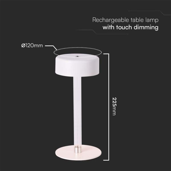 LED Stmievateľná nabíjacia stolná lampa LED/3W/5V 3000-6000K biela