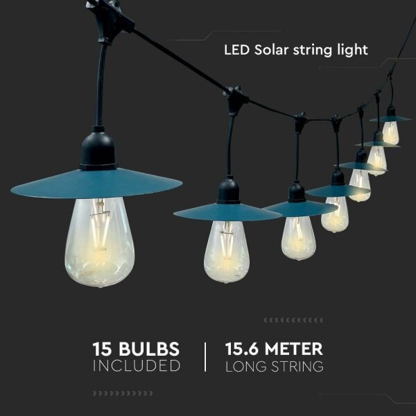 LED Solárna reťaz 15xLED/0,2W/3,7V 15,6 m 3000K IP44 2400 mAh