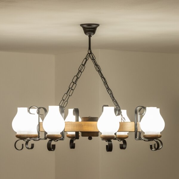 Brilagi - Luster na reťazi ROATA 8xE14/40W/230V priemer 70 cm buk