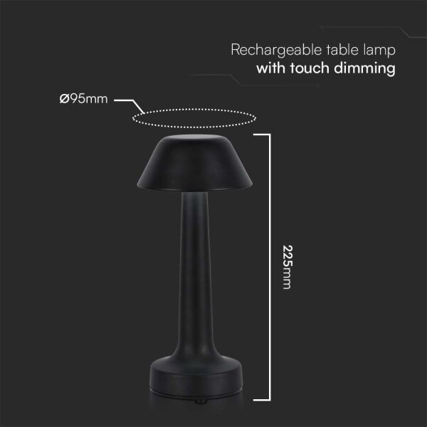 LED Stmievateľná nabíjacia stolná lampa LED/1W/5V 3000-6000K čierna