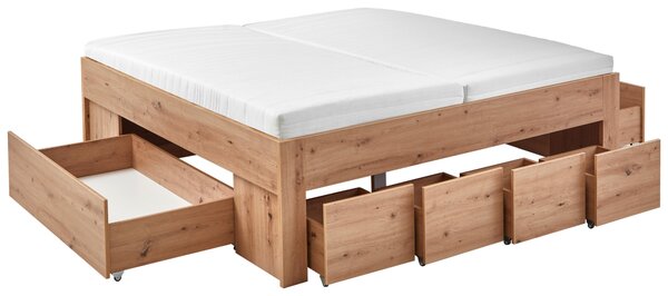 POSTEĽ S ÚLOŽNÝM PRIESTOROM, dub artisan Carryhome - Online Only spálne, Online Only