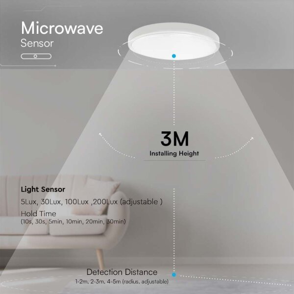 LED Kúpeľňové stropné svietidlo so senzorom LED/18W/230V IP44 3000K pr. 29 cm+DO