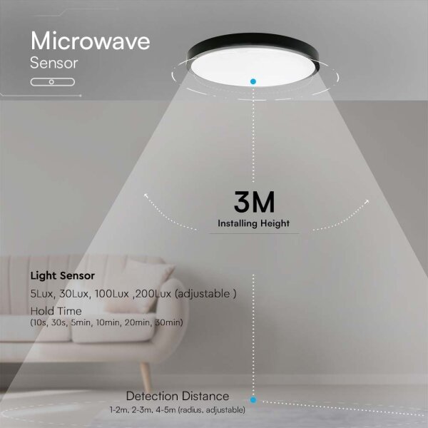 LED Kúpeľňové stropné svietidlo so senzorom LED/18W/230V 4000K IP44 čierna