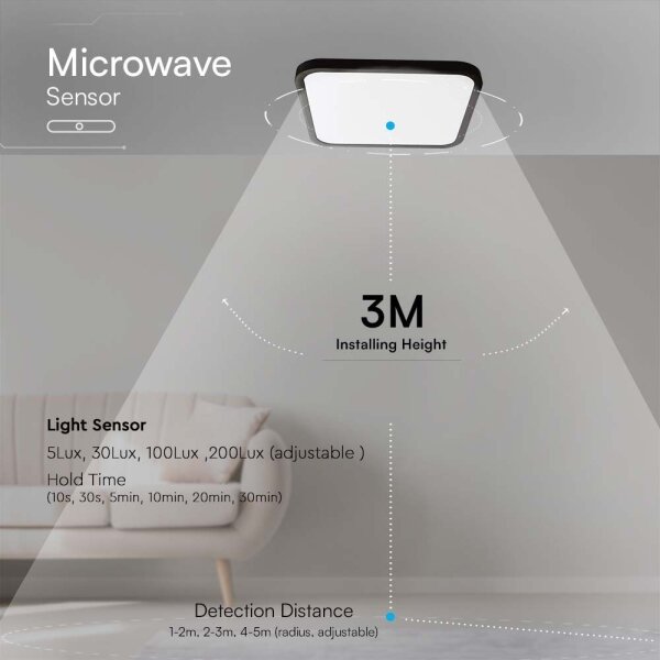 LED Kúpeľňové stropné svietidlo so senzorom LED/18W/230V 4000K IP44 čierna