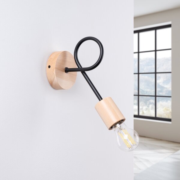 Sollux SL.1476 - Nástenná lampa EMBER 1xE27/15W/230V čierna/béžová/buk