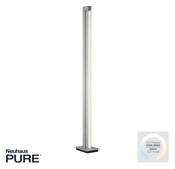 LED stojacia lampa PURE Lines, strieborná, diaľkové ovládanie, 140 cm, Hliník / sivá / zinok, Obývacia izba / jedáleň, kov, Moderný