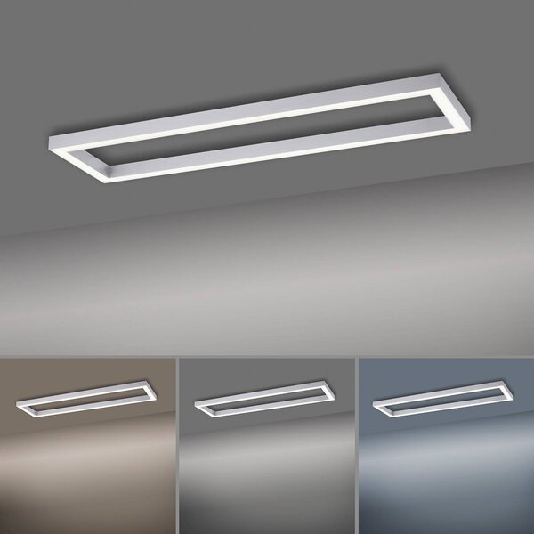 Stropné svietidlo LED PURE Lines, 110 x 30 cm, strieborné, diaľkové, Hliník / sivá / zinok, Obývacia izba / jedáleň, kov, Moderný, Stropné svetlo