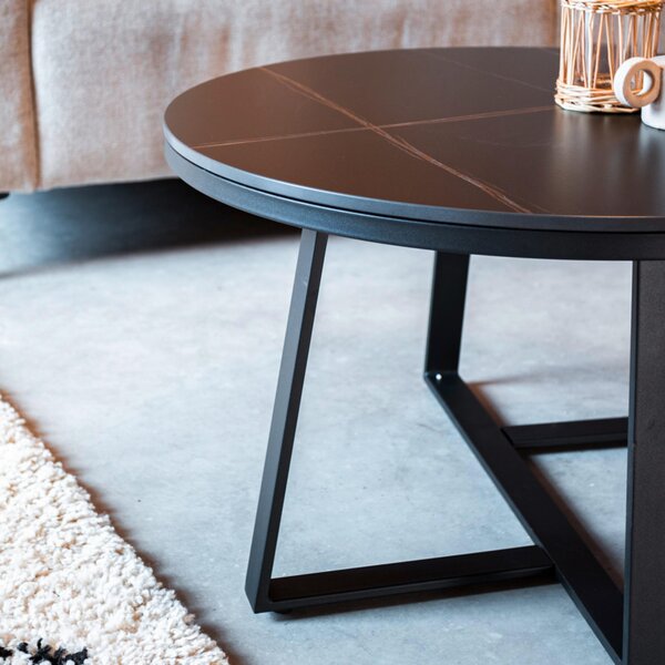 KONFERENČNÝ STOLÍK, čierna, kameň, 69/69/40 cm MID.YOU - Stolíky do obývačky, Online Only