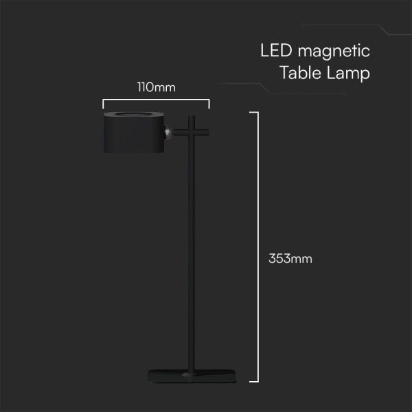 LED Stmievateľná magnetická stolná lampa 4v1 LED/3W/5V 3000-6000K 1800 mAh čierna