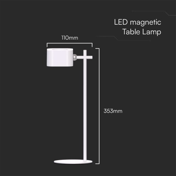 LED Stmievateľná magnetická stolná lampa 4v1 LED/3W/5V 3000-6000K 1800 mAh biela