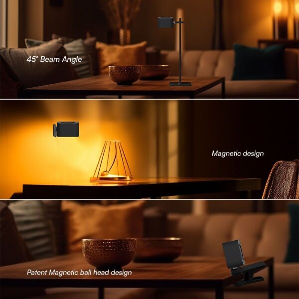 LED Stmievateľná magnetická stolná lampa 4v1 LED/3W/5V 3000-6000K 1800 mAh čierna