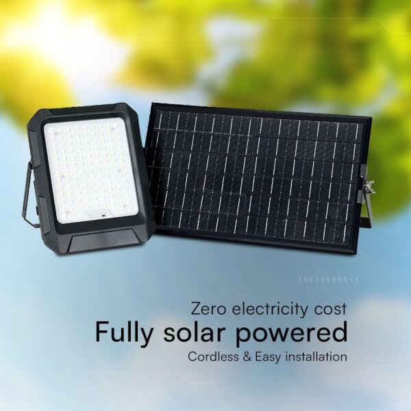 LED Solárny reflektor LED/15W/3,7V IP65 4000K čierny + DO