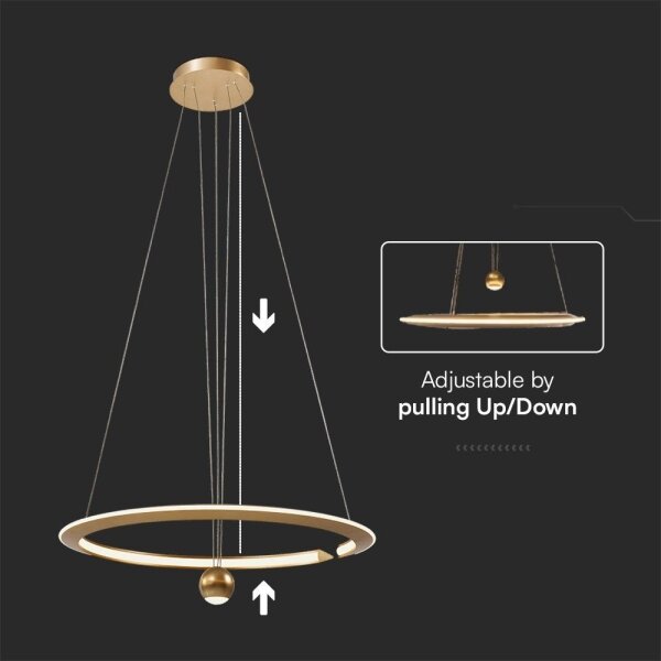 LED Luster na lanku LED/45W/230V 3000K pr. 62 cm zlatá