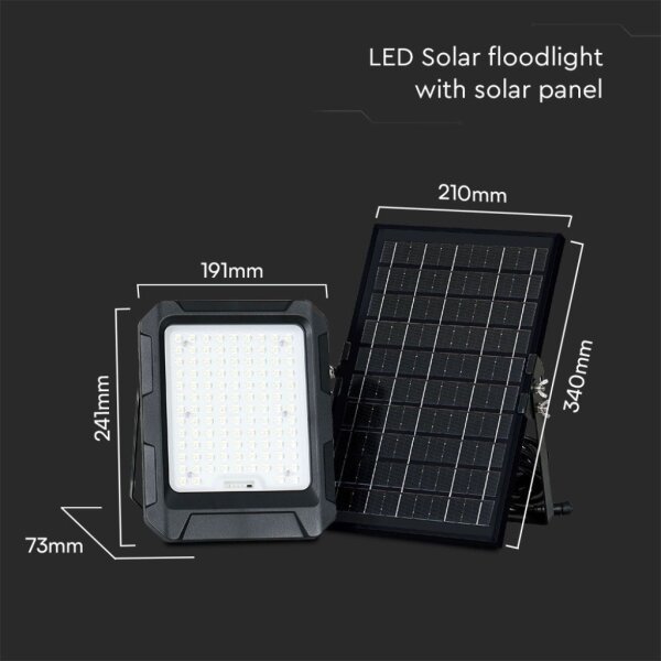 LED solárny reflektor 10W/3,7V IP65 4000K čierny + DO