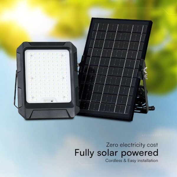 LED solárny reflektor 10W/3,7V IP65 4000K čierny + DO