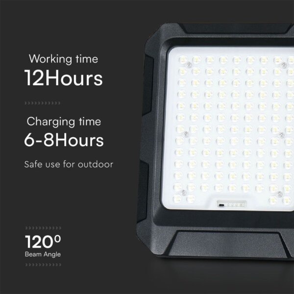 LED solárny reflektor 10W/3,7V IP65 4000K čierny + DO