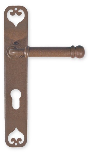 GALBUSERA Kovaná kľučka model 2104 - spätná pružina, PZ, 72 mm, červeno-hnedá corten