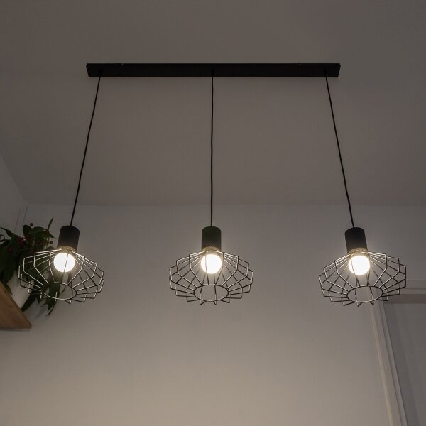Luster na lanku SOLANO 3xE27/15W/230V čierna/zlatá