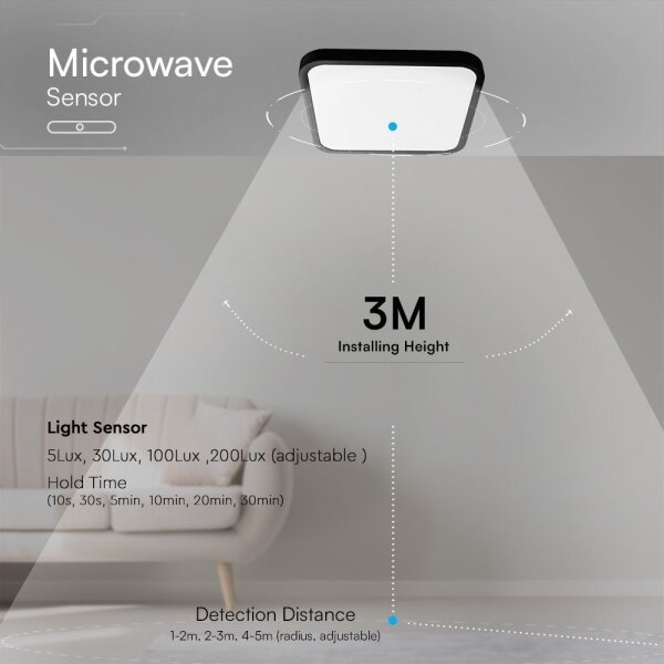 LED Kúpeľňové stropné svietidlo so senzorom LED/18W/230V IP44 4000K 29x29 cm +DO