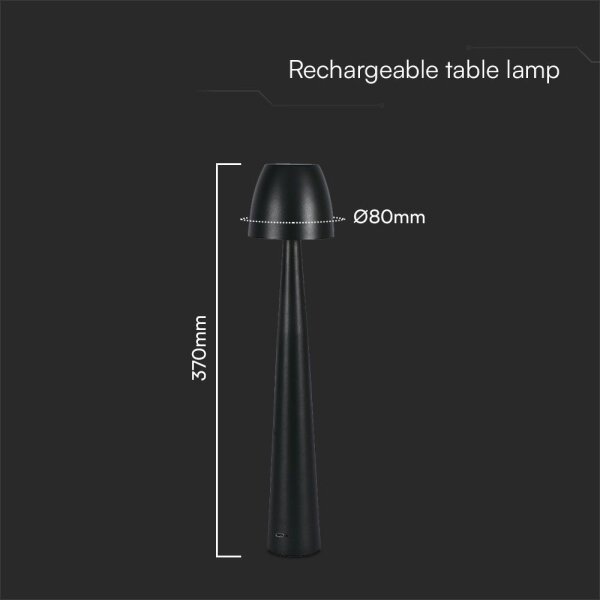 LED Stm. nabíjacia dotyková stolná lampa LED/3W/5V 3000-6000K čierna