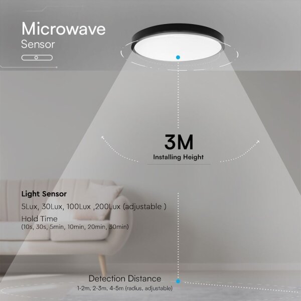LED Kúpeľňové stropné svietidlo so senzorom LED/18W/230V IP44 4000K pr. 29 cm+DO