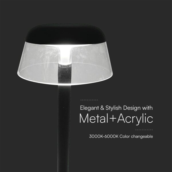 LED Stm. nabíjacia dotyková stolná lampa LED/3W/5V 3000-6000K čierna