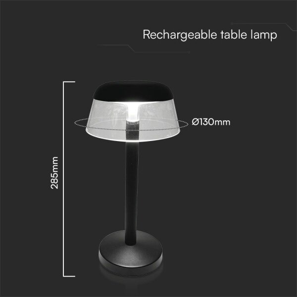 LED Stm. nabíjacia dotyková stolná lampa LED/3W/5V 3000-6000K čierna