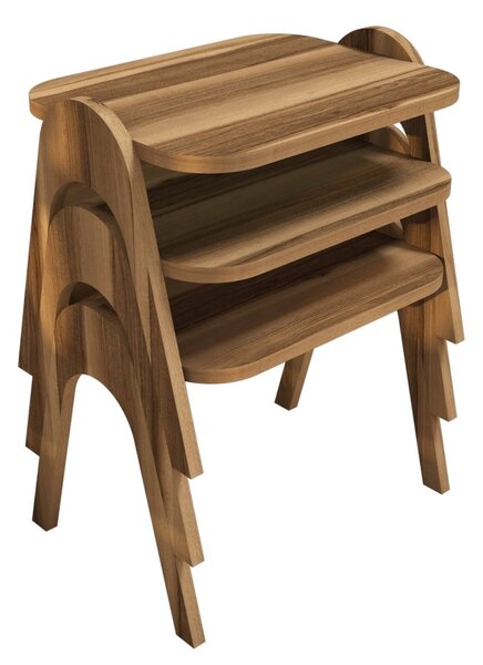 Kalune Design Sada 3 odkladacích stolíkov PARIS orech